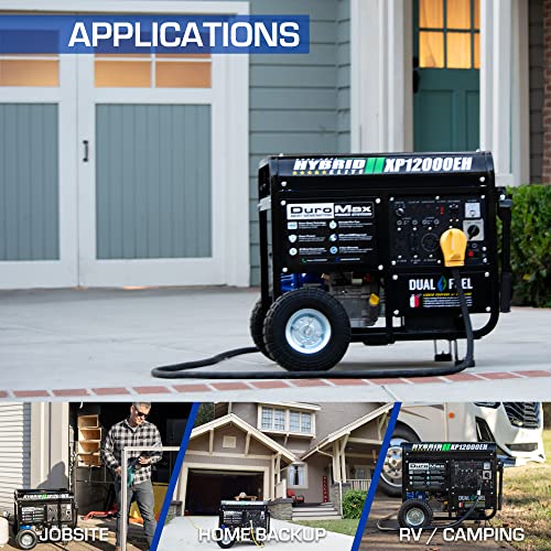 DuroMax XP12000EH Dual Fuel Generator - 12000W Gas/Propane, 457cc OHV Engine, Home Backup Power