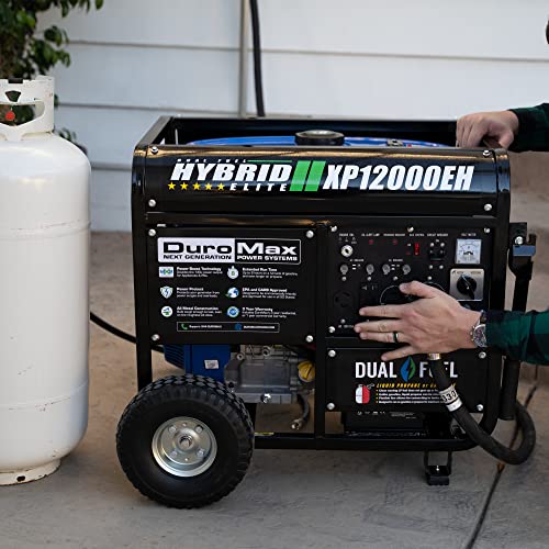 DuroMax XP12000EH Dual Fuel Generator - 12000W Gas/Propane, 457cc OHV Engine, Home Backup Power