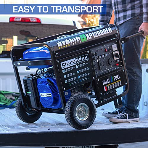 DuroMax XP12000EH Dual Fuel Generator - 12000W Gas/Propane, 457cc OHV Engine, Home Backup Power