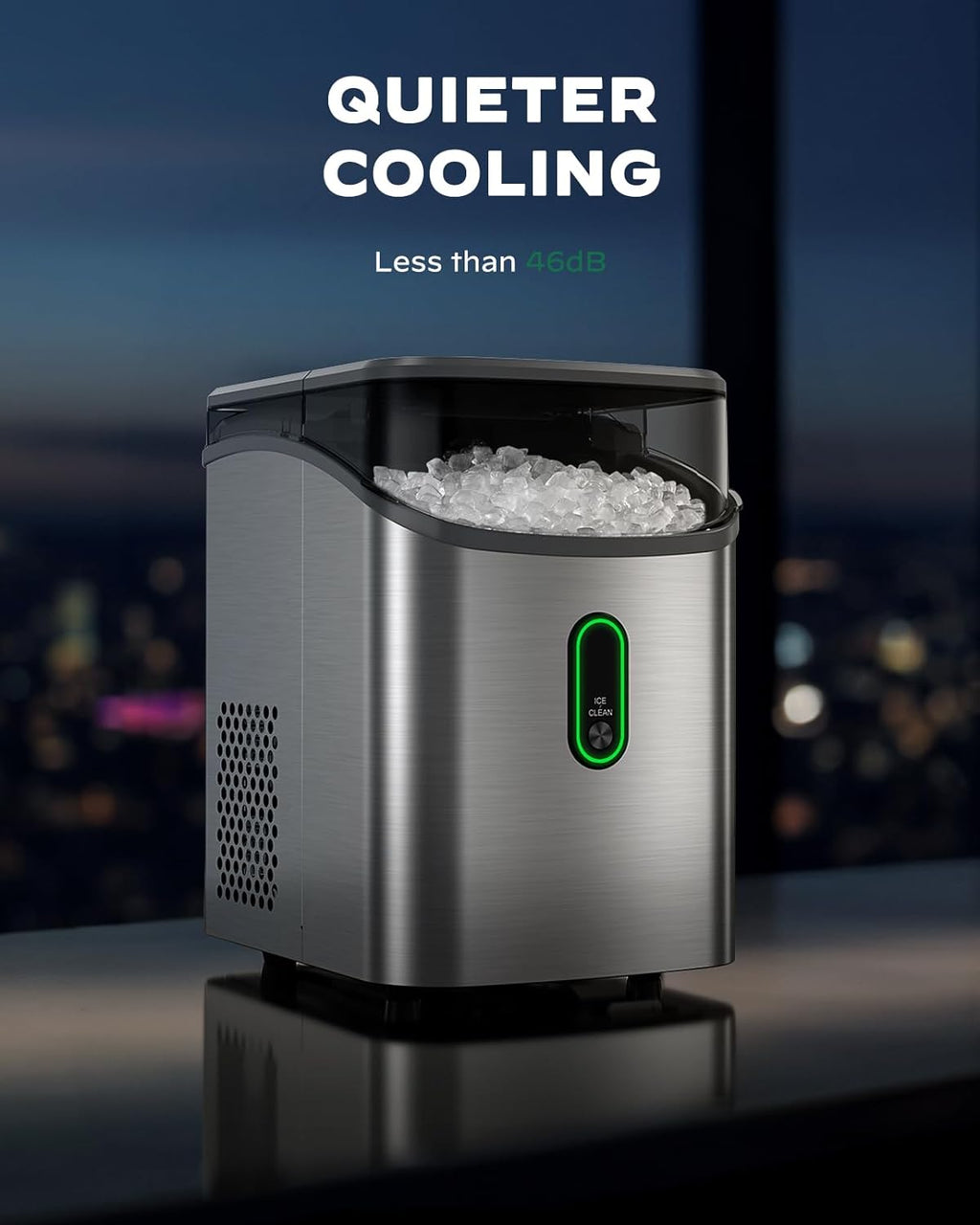Ice Maker Countertop, Pebble Ice Maker with Soft Chewable Ice, One-Click Operation Ice Machine with Self-Cleaning, 33lbs/24H for Home,Kitchen,Office