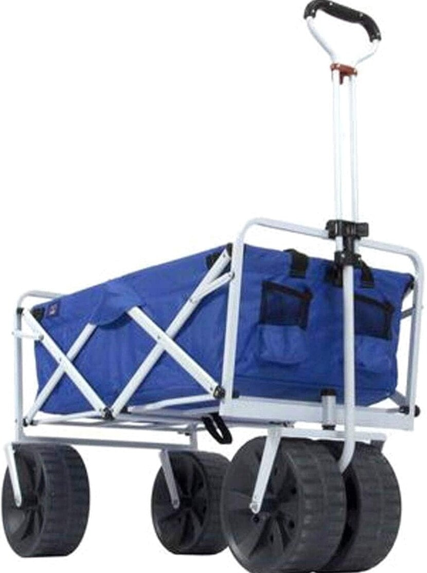 Mac Sports Heavy Duty Collapsible Folding All Terrain Utility Beach Wagon Cart Blue/Black