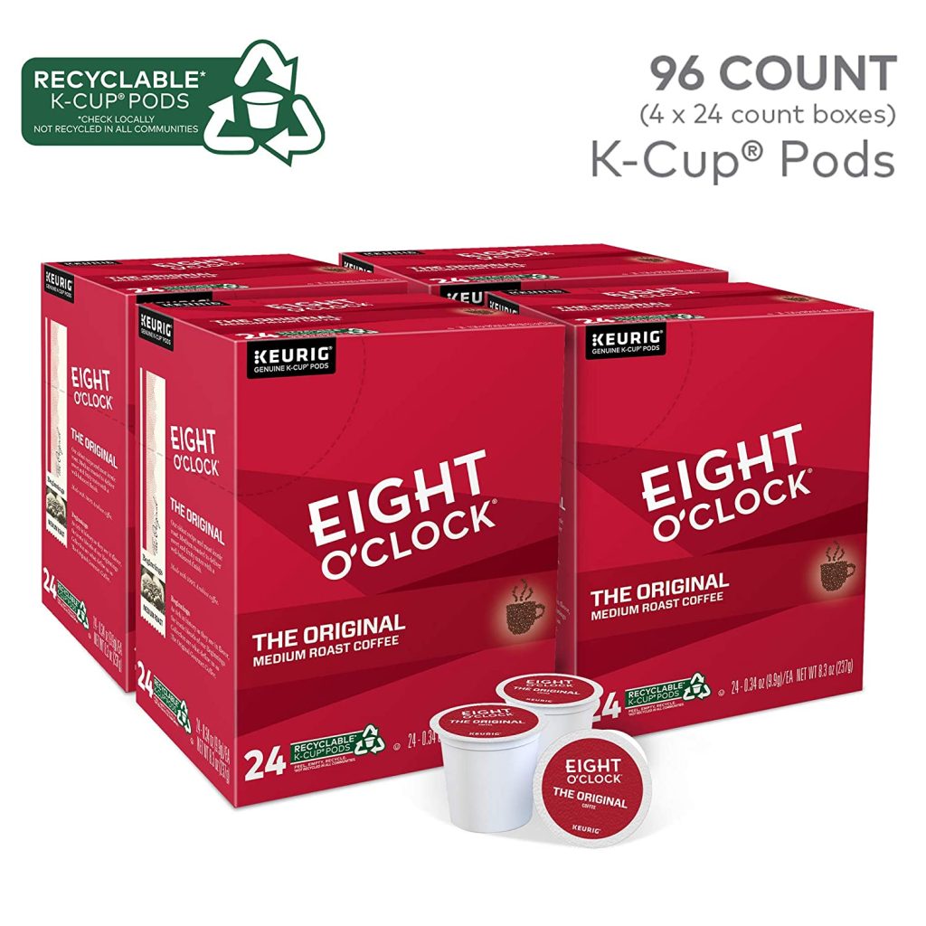 Eight O'Clock Coffee Original Medium Roast Recyclable K-Cup Pods, 96 Count