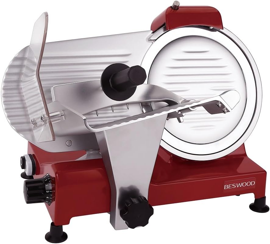 10" Electric Deli Meat Slicer, 240W, Red, Commercial/Home Use