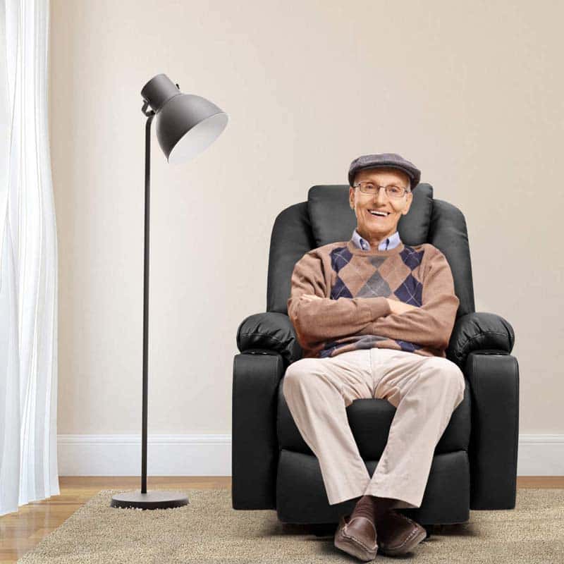 Electric Power Lift Recliner Leather Massage Reclining Sofa Elderly Lift Chair With Lumbar Heating Amp 8 Vibrating Nodes Cup Holder Usb Port - Comfortable And Ergonomic Design