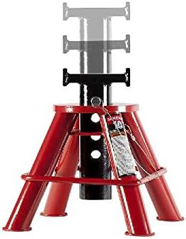 10-Ton Medium Height Pin Type Jack Stands, Pair, Red