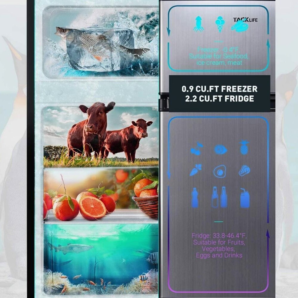 Mini Fridge with Freezer, 3.1 Cu.Ft Small Refrigerator, Compact Refrigerator with LED Light