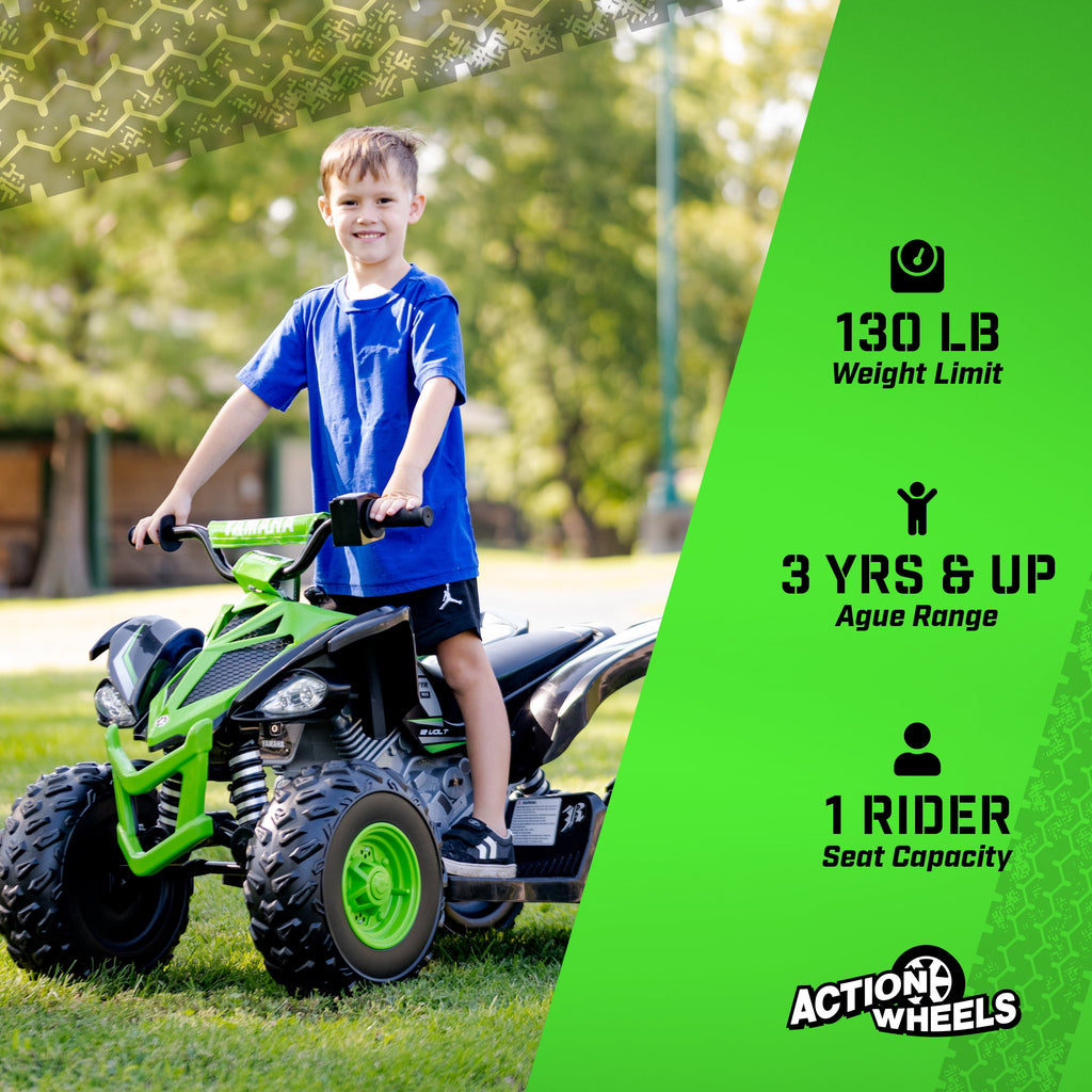 Yamaha 12V Raptor ATV Powered Ride-on for Boys & Girls, Ages 3+, up to 5 MPH