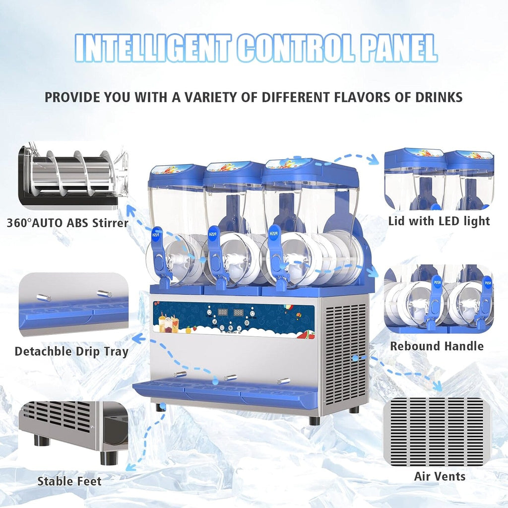 Commercial Slushy Machine - 1000W 30L Tanks Slush Maker Machine 304 Stainless Steel Commercial Margarita Machines Efficient Cooling the Ideal Slushie Maker for Bars Cafes Restaurants