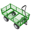 KFFKFF Mesh Steel Garden Cart 900 Lbs, 38 x 22 " Heavy Duty Utility Wagon Cart, Metal Garden Trolley with 10" Wheels, Removable Mesh Sides, 180 Swiveling Handle (Green)