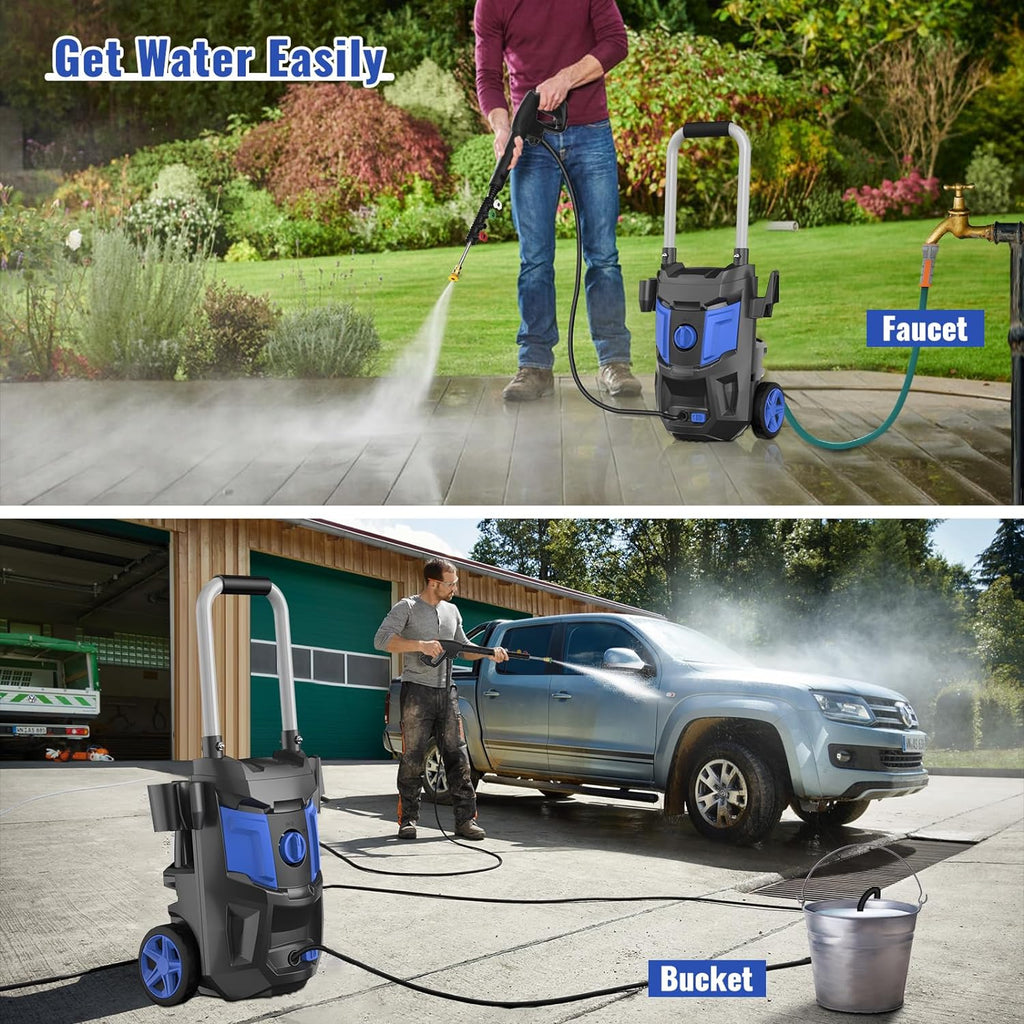 Electric Pressure Washer - 4200PSI Max 2.8GPM with 25FT Hose,35FT Cord High Power Washers Powered 4 Nozzles for Patios Car Garden