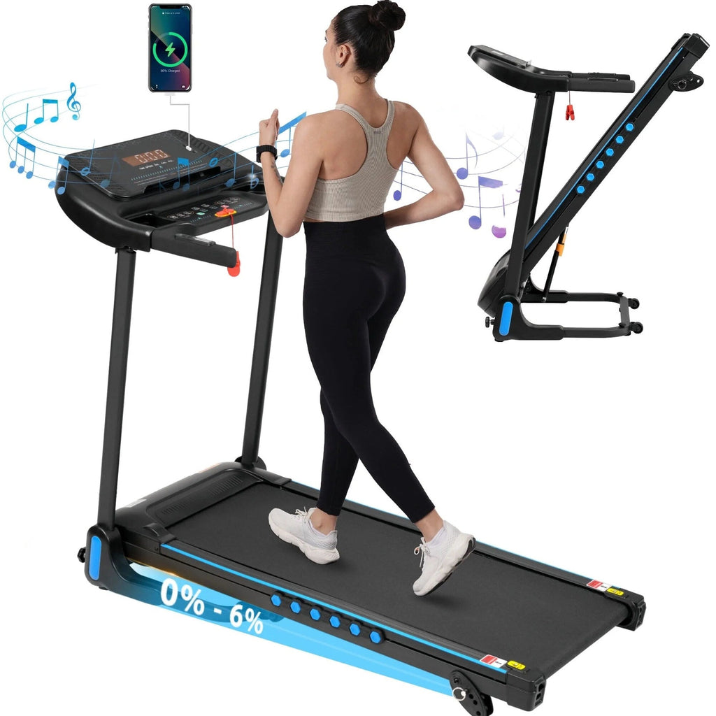 VLDTDRDI 500LBS 3.5HP Folding Treadmill with USB Charge Station,10Mph Electric Treadmil with Incline,Bluetooth Speaker,Device Holder and Pulse Sensor,Running Walking Exercise Machine