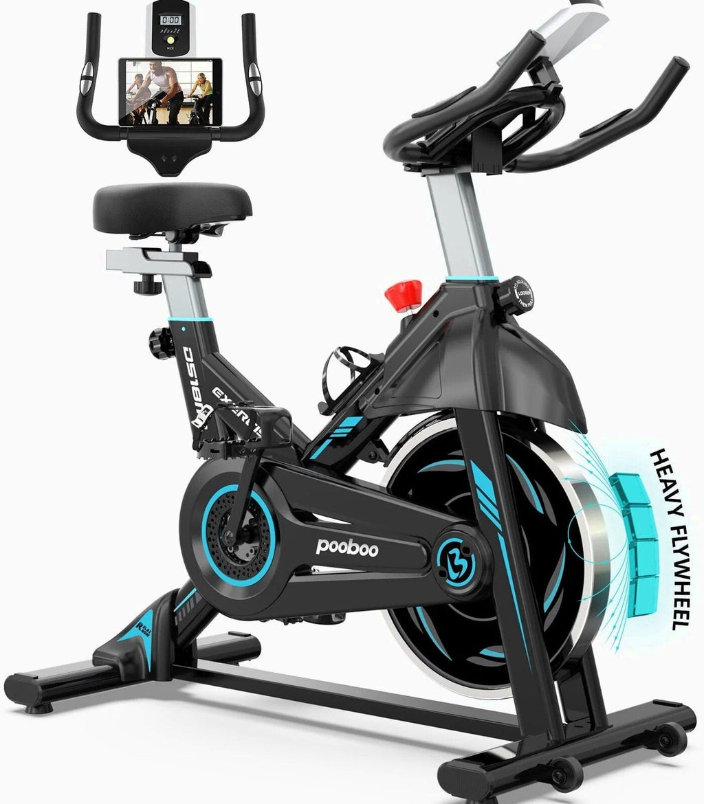 Pooboo Indoor Cycling Bike Magnetic Stationary Exercise Bikes Home Cardio Workout Bicycle Machine 350lb Flywheel Weight 40lbs