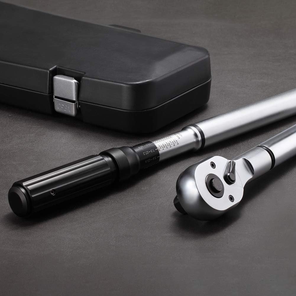1-Inch Drive Click Torque Wrench, Dual-Scale Adjustable Torque Wrench Set with a Hex Key 200-1000ft.lb / 271-1356.7Nm
