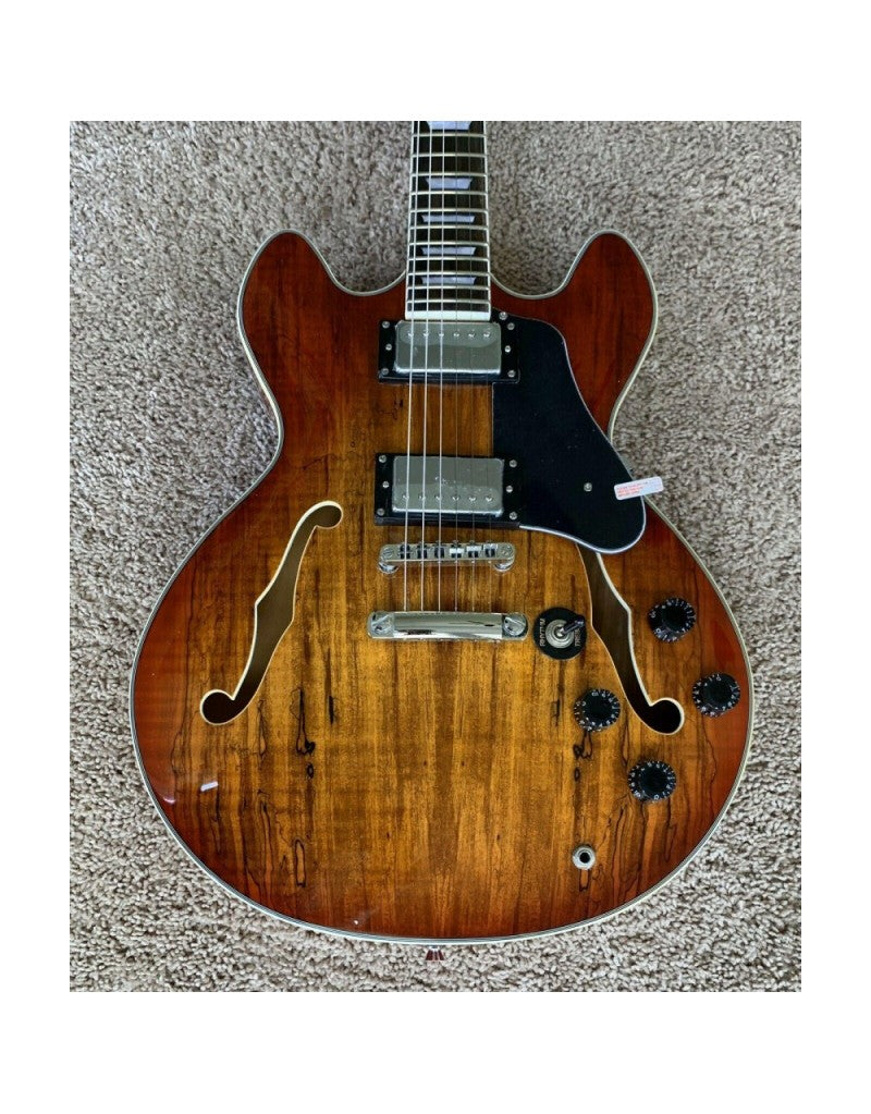 Firefly FF338 Semi-Hollow Electric Guitar, Spalted Maple Finish, 6-String, New