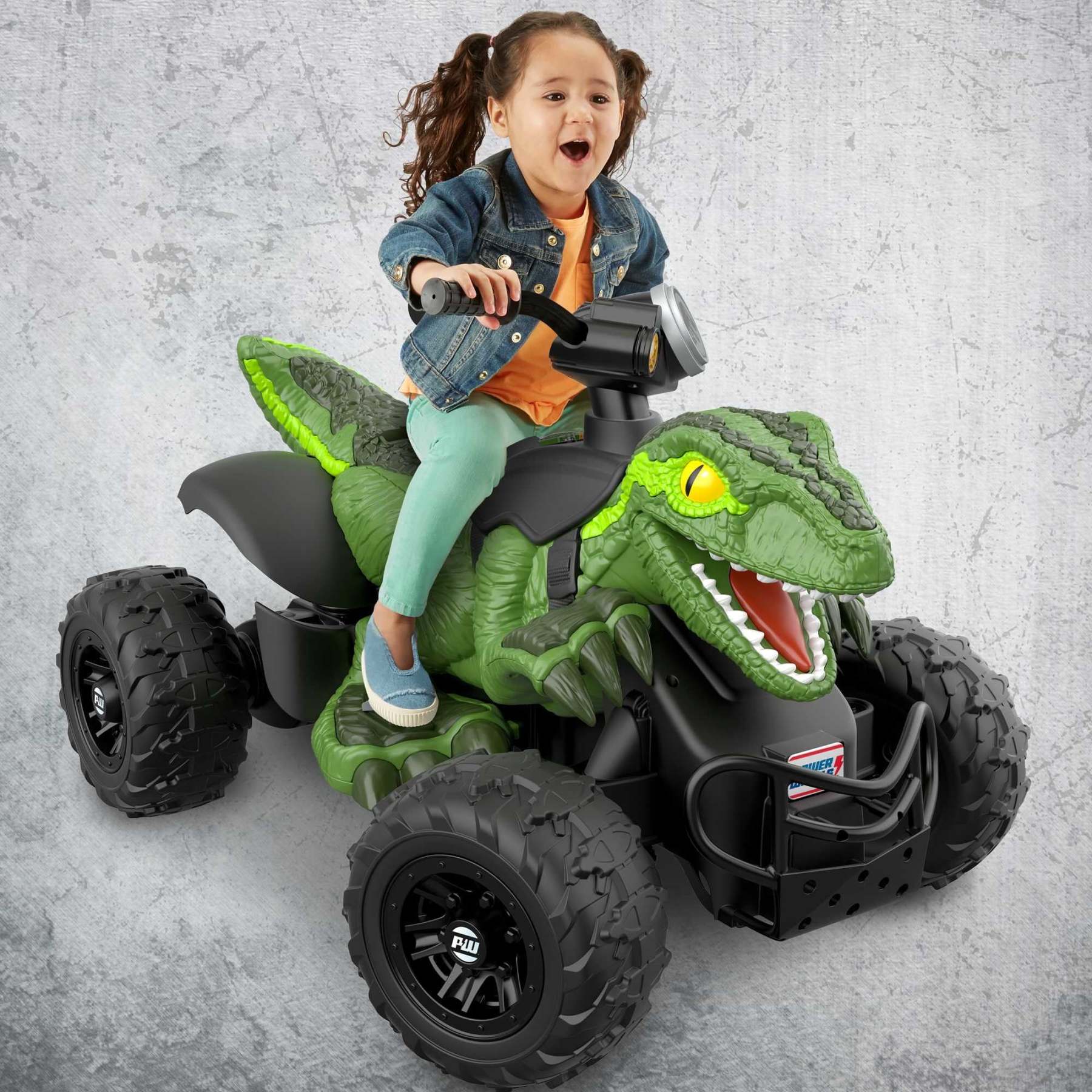 Fisher-Price Power Wheels Jurassic World Dino Racer Ride-On ATV, 6 MPH Green Dinosaur Toy