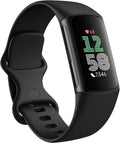 Fitbit Charge 6 Fitness Tracker, GPS, Heart Rate, Google Apps, 6-Month Premium, Obsidian/Black, One Size (S & L Bands)