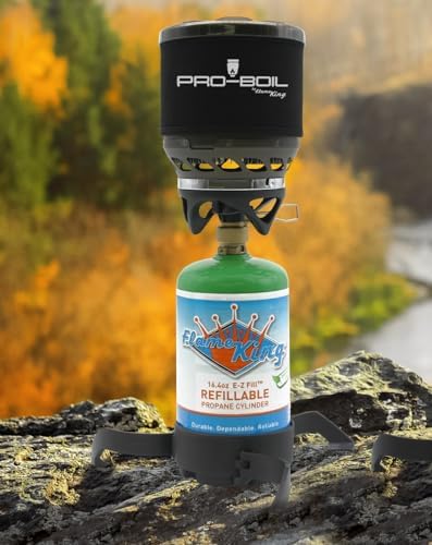 Flame King 1LB Refillable Propane Cylinder Tank, DOT Certified, High-Grade Steel, Green, 16.4 oz