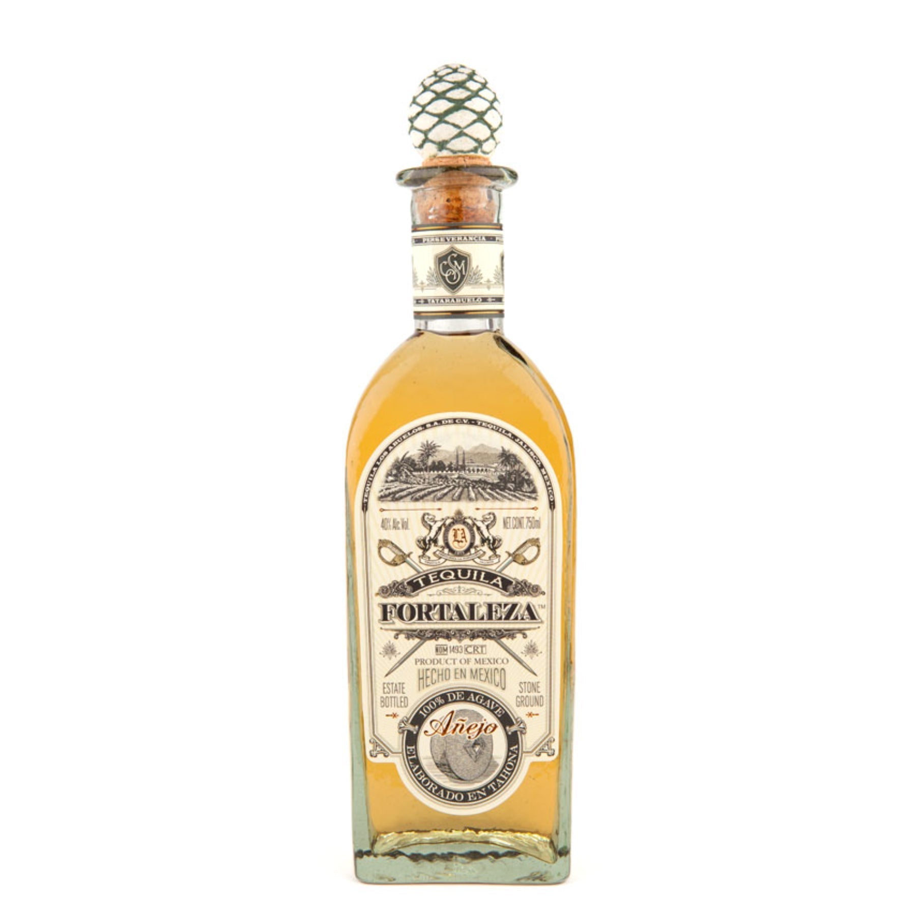 Fortaleza Anejo Tequila 750ml - 100% Stone-Milled Agave, Oak Aged, Smooth & Flavorful