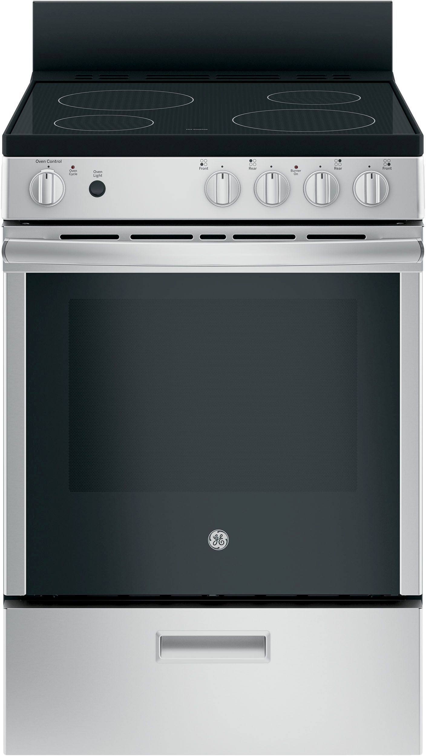 GE 24" Freestanding Electric Range Stainless Steel JAS640RMSS - 4 Burners, 2.9 cu. ft. Oven
