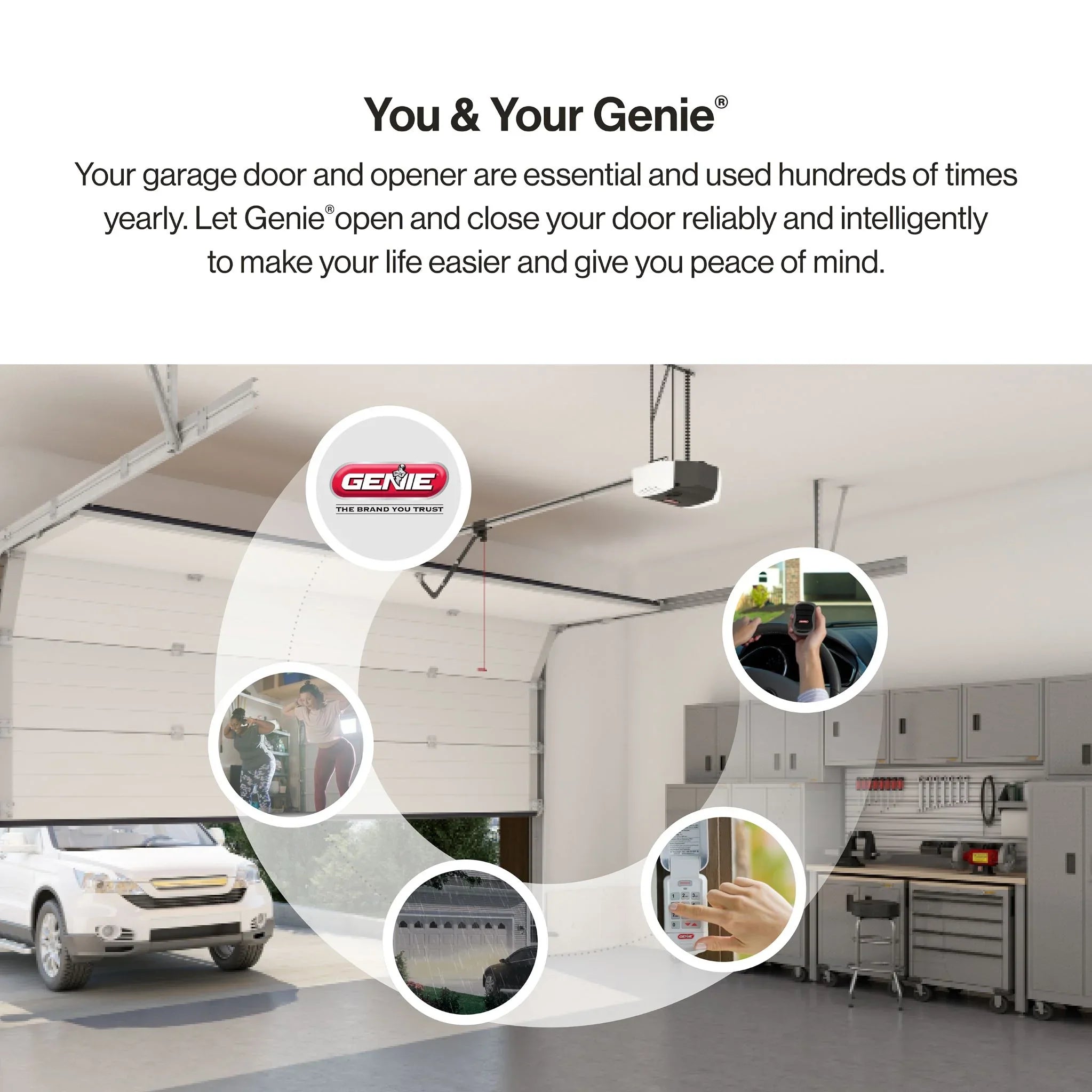 Genie Chain Drive 750 Garage Door Opener 3/4 HPC, Battery Backup, Quiet Operation, Easy Install, Includes Remotes & Keypad
