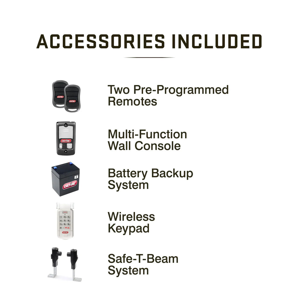 Genie Chain Drive 750 Garage Door Opener 3/4 HPC, Battery Backup, Quiet Operation, Easy Install, Includes Remotes & Keypad