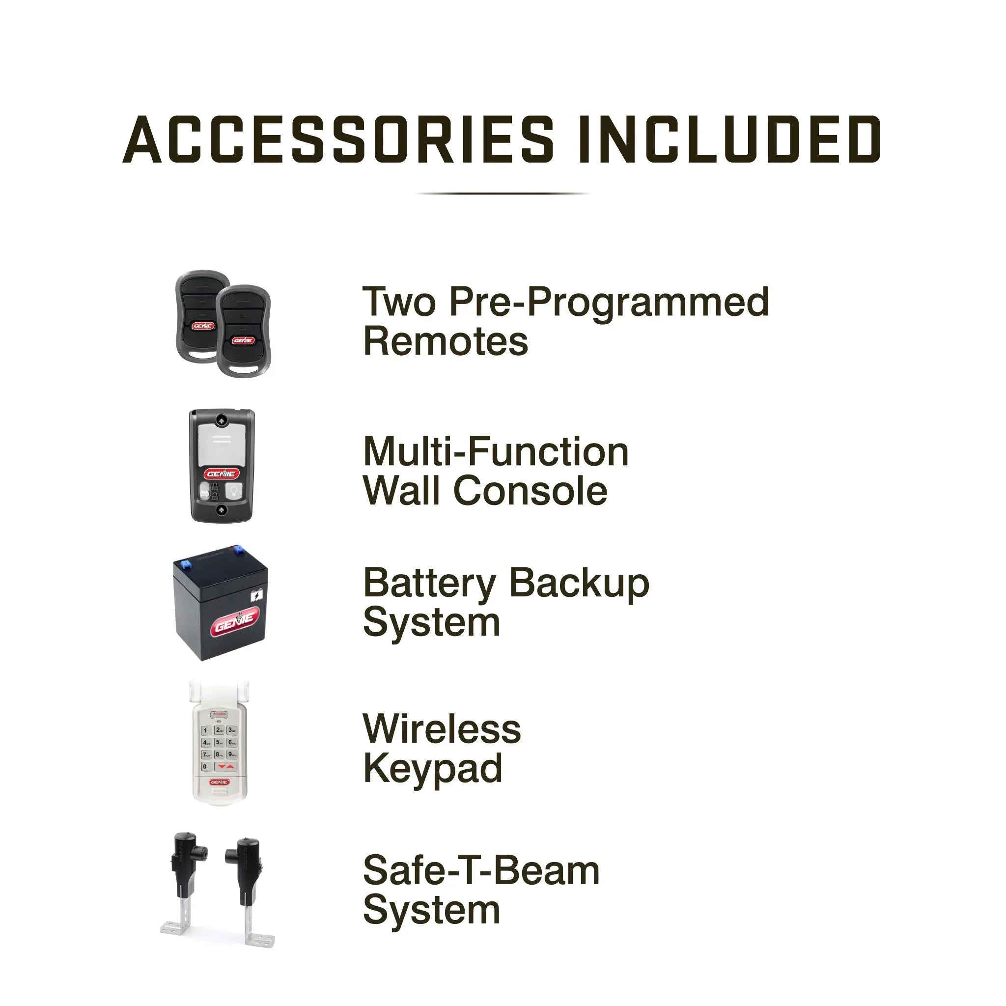 Genie Chain Drive 750 Garage Door Opener 3/4 HPC, Battery Backup, Quiet Operation, Easy Install, Includes Remotes & Keypad