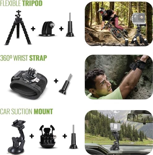 GoPro HERO12 Black Waterproof Action Camera, 5.3K HDR, 27MP, Stabilization, 64GB Card, Accessory Kit Bundle