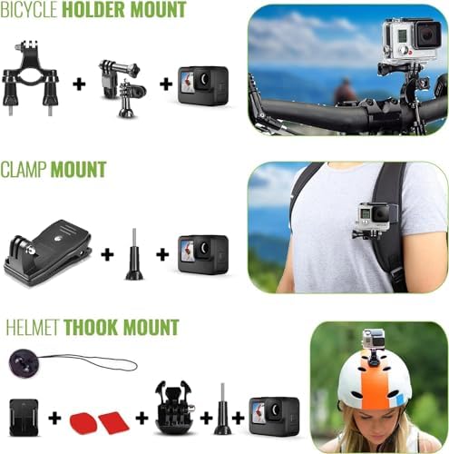 GoPro HERO12 Black Waterproof Action Camera, 5.3K HDR, 27MP, Stabilization, 64GB Card, Accessory Kit Bundle