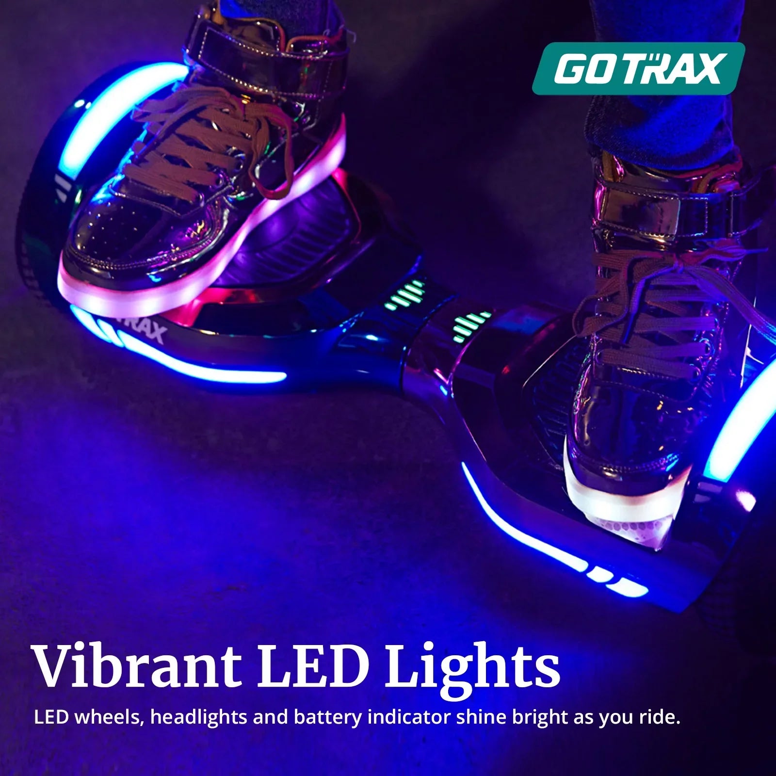 GOTRAX Glide Pro Bluetooth Hoverboard, 6.5" Wheels, LED Lights, Self-Balancing, UL2272 Certified, Silver