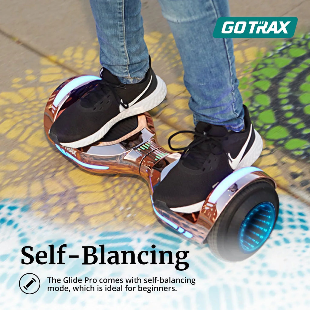 GOTRAX Glide Pro Bluetooth Hoverboard, 6.5" Wheels, LED Lights, Self-Balancing, UL2272 Certified, Silver