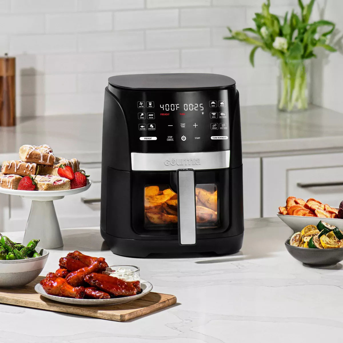 Gourmia 6-Qt Digital Air Fryer with 12 Presets & FryForce 360Â° Technology - Black