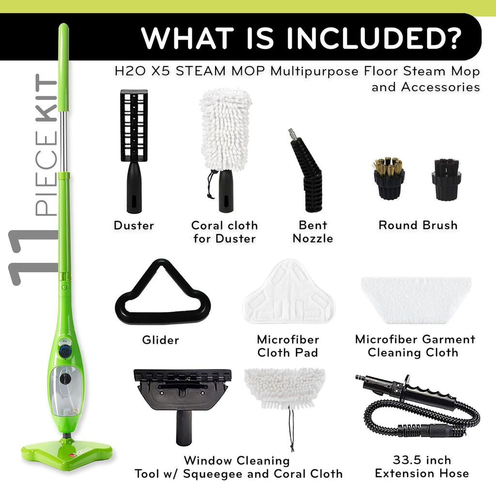 H2O Mop X5 5-in-1 Steam Mop & Handheld Cleaner for Hardwood, Tile, Carpets, Windows, and Garments