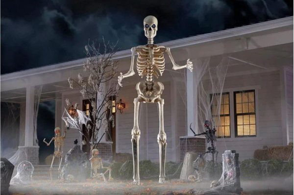 Home Accents 12 ft Giant Halloween Skeleton with LifeEyes, 95 lbs - Decoration