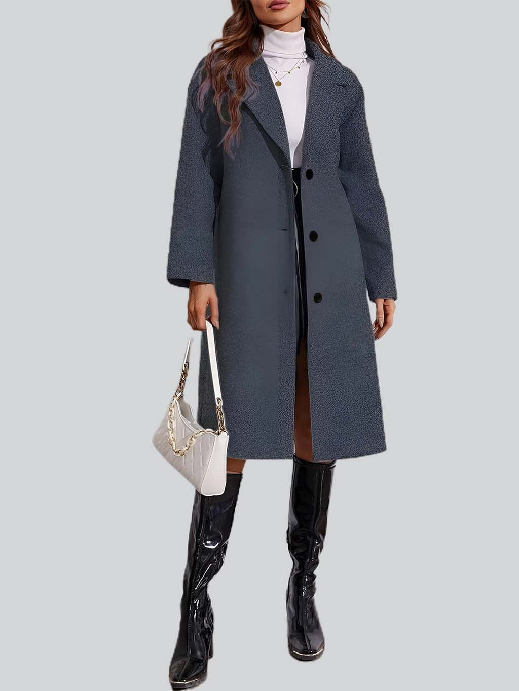 IG1 Single-Breasted Mid-Length Woolen Coat - Warm & Durable Winter Wear