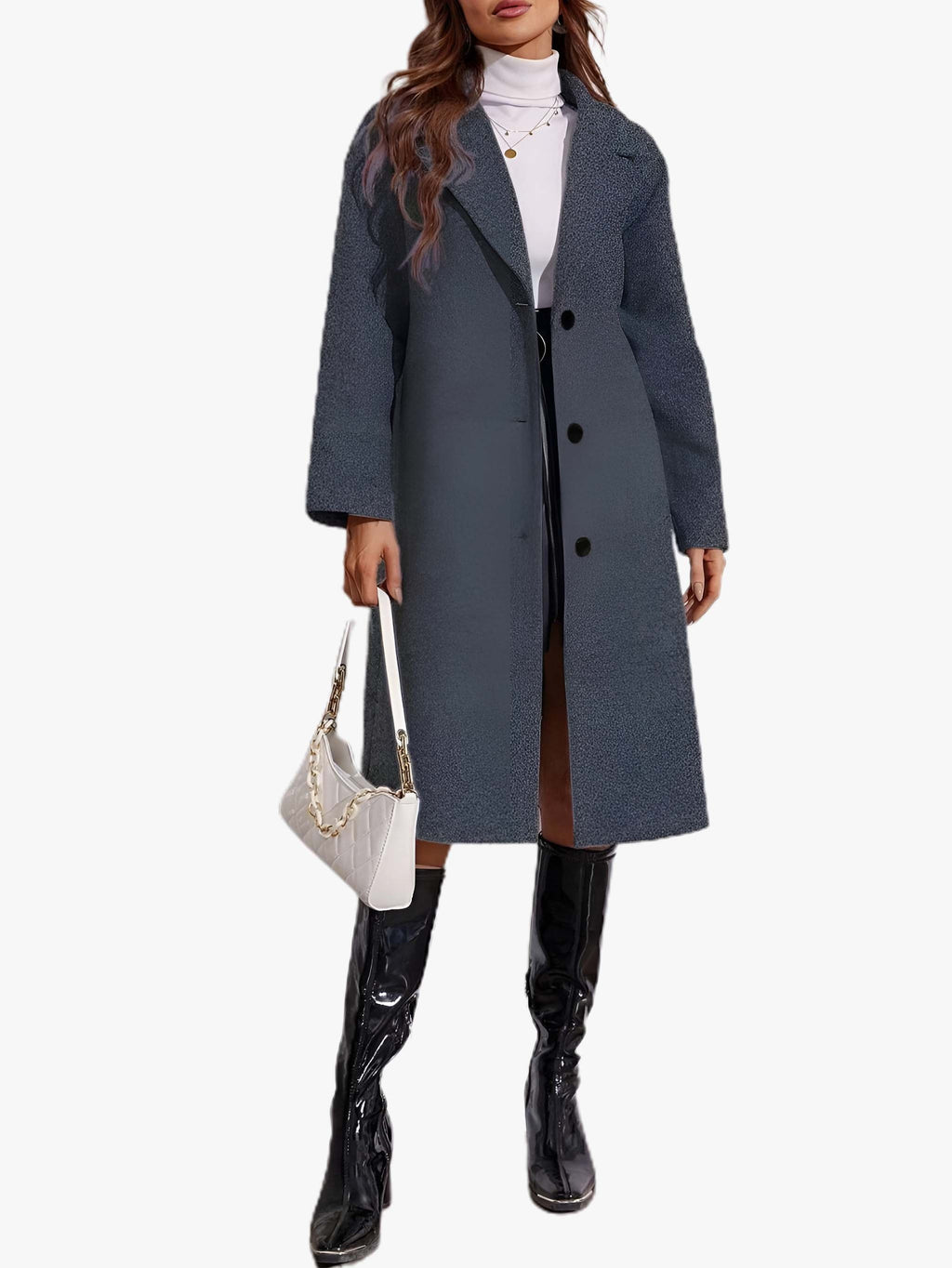 IG1 Single-Breasted Mid-Length Woolen Coat - Warm & Durable Winter Wear