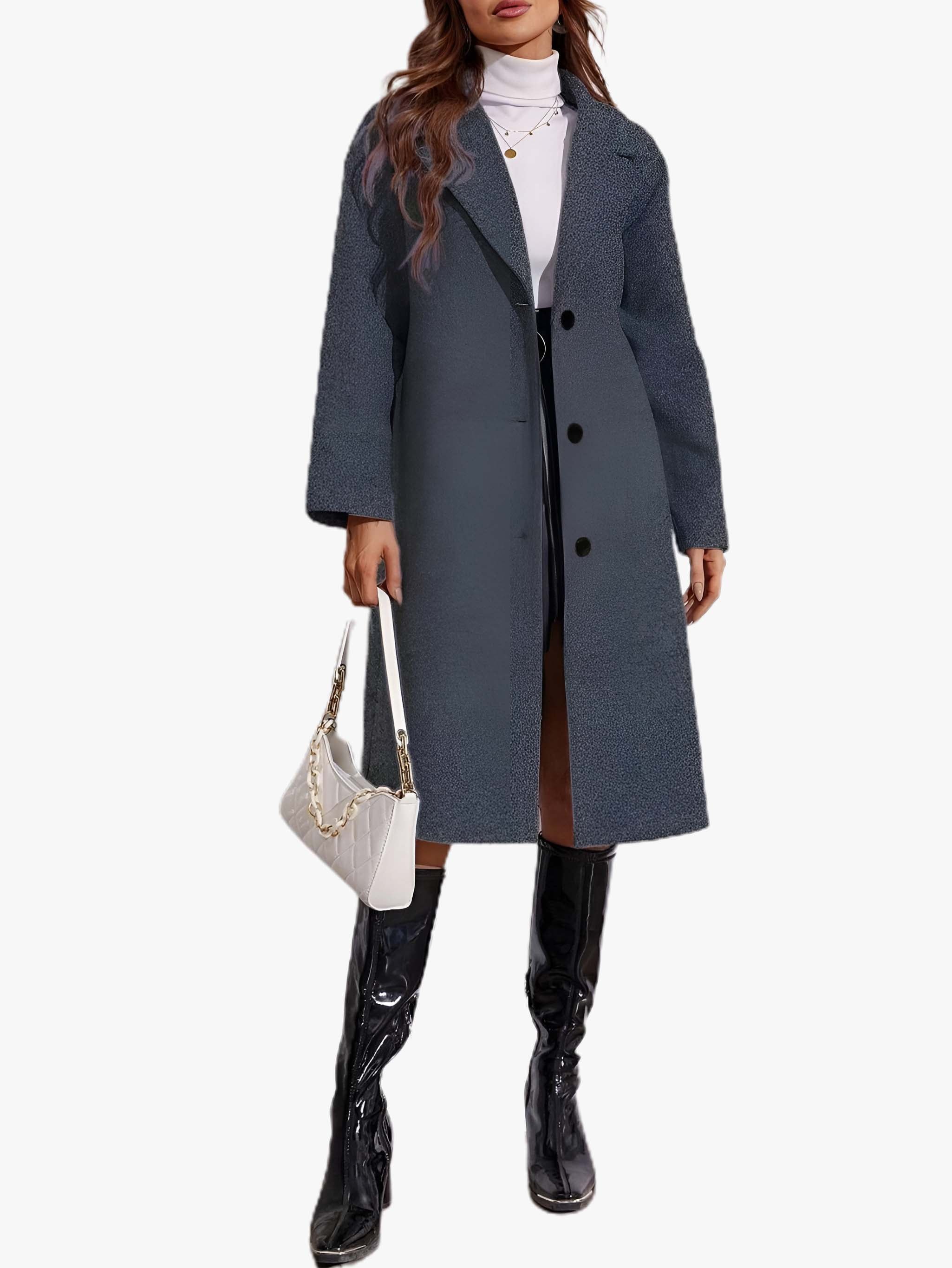 IG1 Single-Breasted Mid-Length Woolen Coat - Warm & Durable Winter Wear