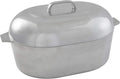IMUSA Cajun 18" Heavy-Duty Cast Aluminum Oval Roaster with Steamer Inserts, Silver