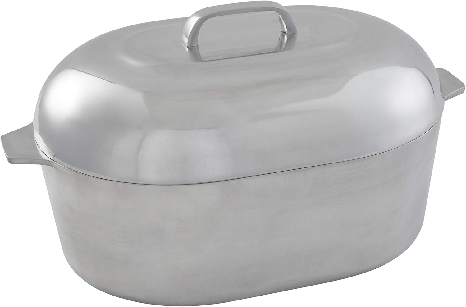 IMUSA Cajun 18" Heavy-Duty Cast Aluminum Oval Roaster with Steamer Inserts, Silver