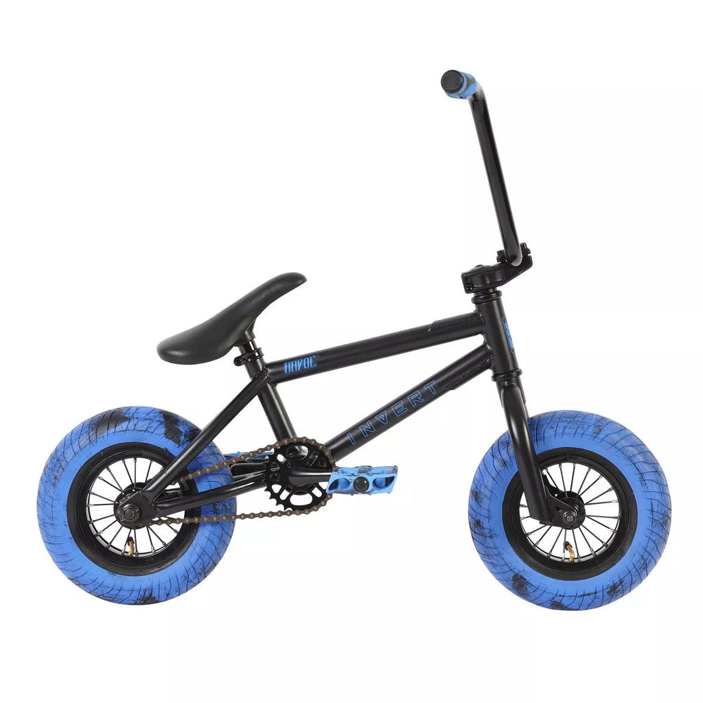 Invert Supreme Mini BMX Bike for Kids, Black/Blue, 10" Wheels, 3" Tires, Ages 8+
