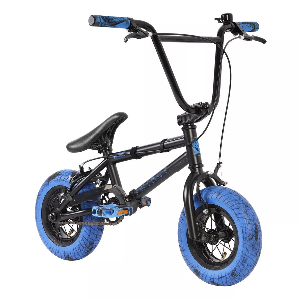 Invert Supreme Mini BMX Bike for Kids, Black/Blue, 10" Wheels, 3" Tires, Ages 8+