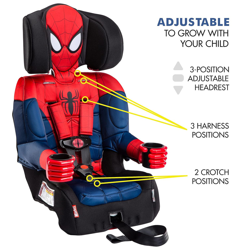 KidsEmbrace Marvel Spider-Man 2-in-1 Forward-Facing Booster Car Seat, 5-Point Harness, LATCH, Converts to Belt-Positioning Booster, 22-100lbs