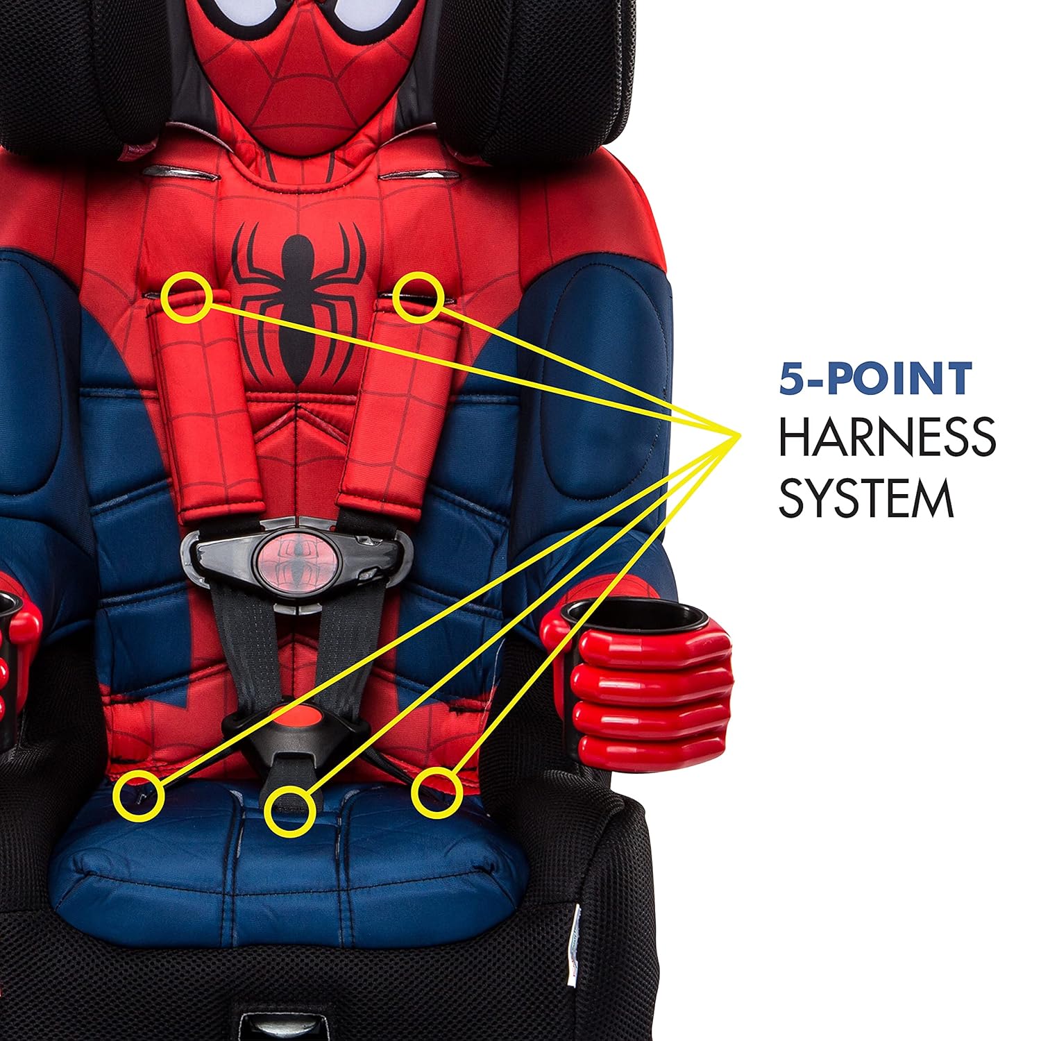 KidsEmbrace Marvel Spider-Man 2-in-1 Forward-Facing Booster Car Seat, 5-Point Harness, LATCH, Converts to Belt-Positioning Booster, 22-100lbs