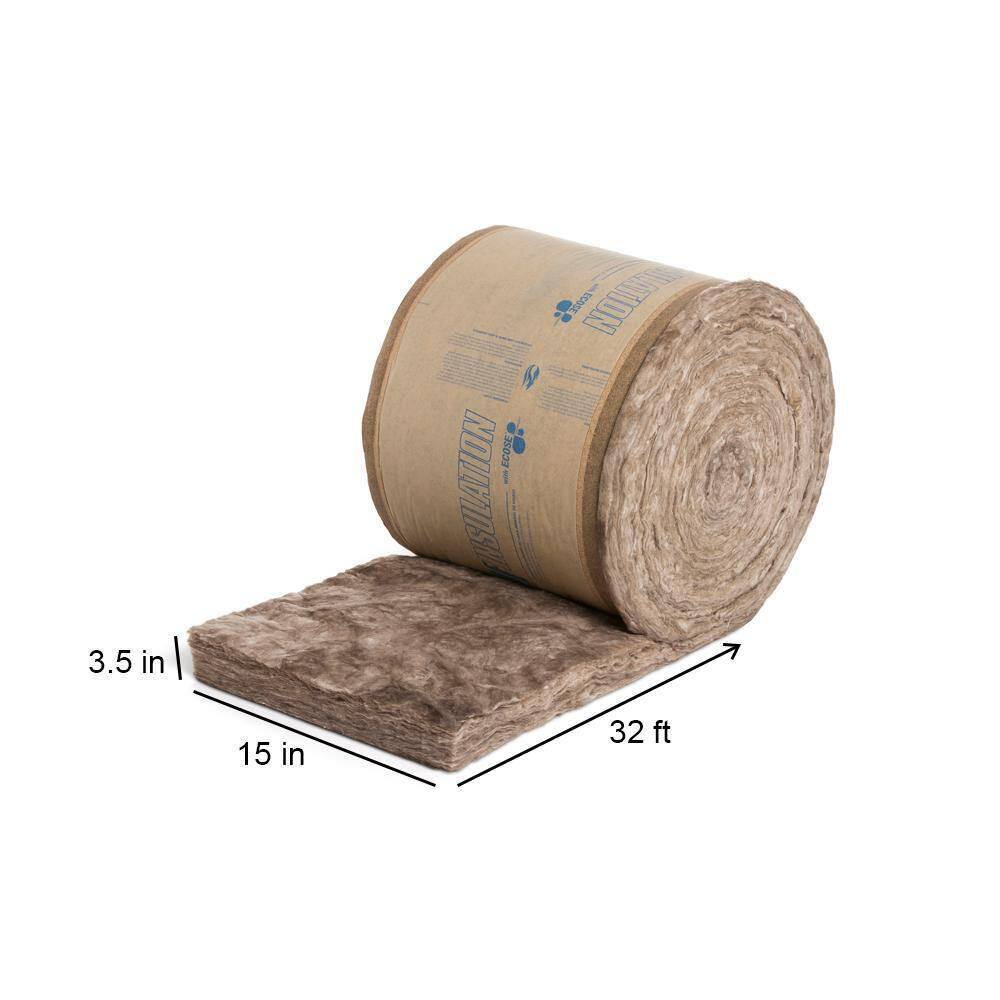 Knauf EcoRoll R-13 Kraft Faced Formaldehyde-Free Fiberglass Insulation, 15"x32', Sustainable & Easy Install