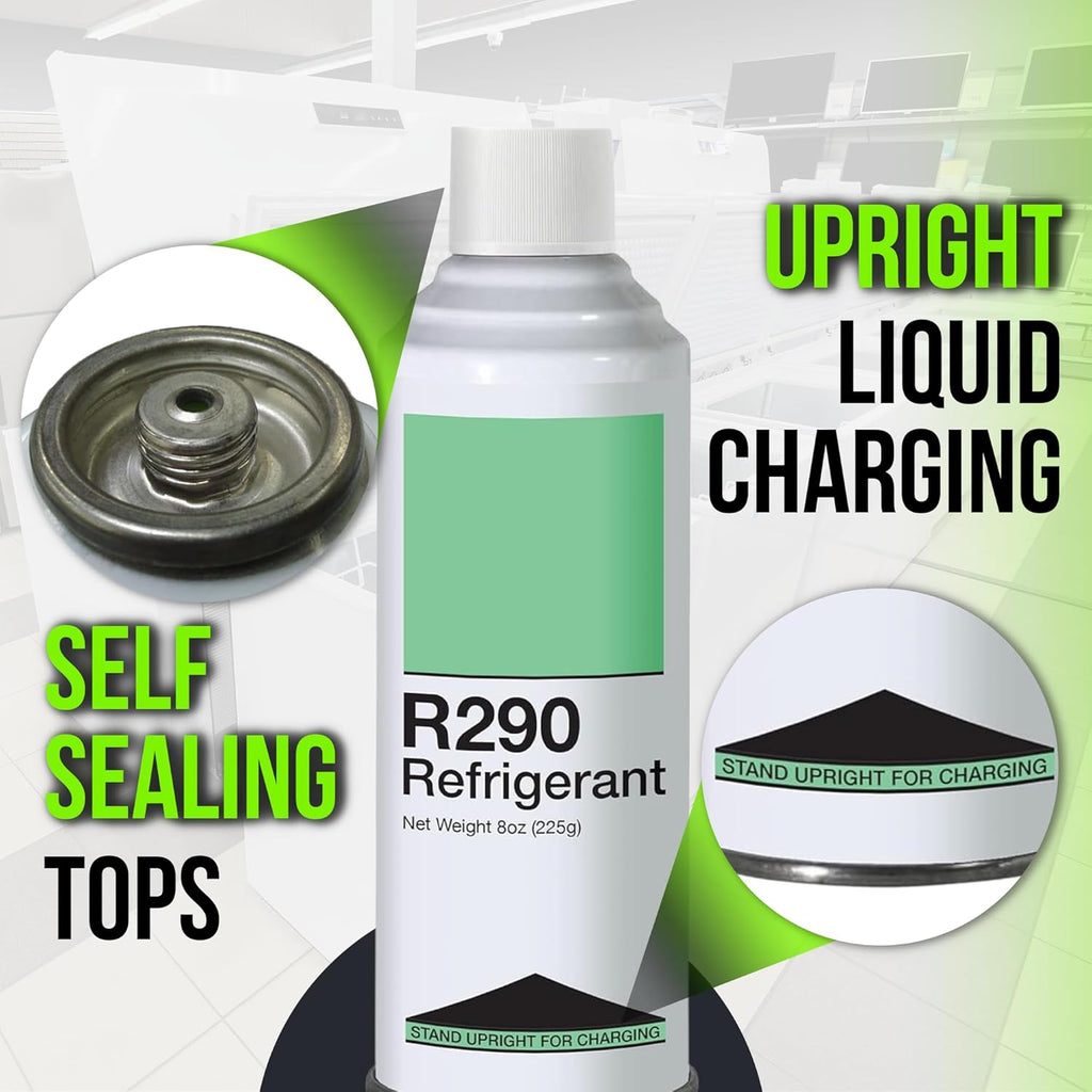 Leak Saver R290 Refrigerant 3-Pack - 8oz Self-Sealing Upright Cans for Refrigeration Systems