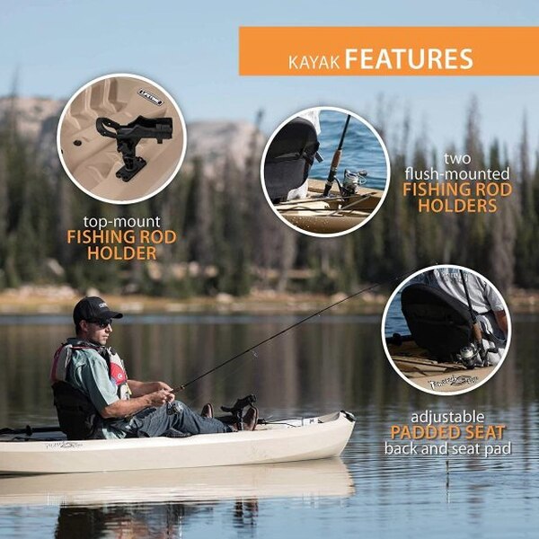 Lifetime Tamarack Angler 100 Fishing Kayak 10ft 2-Pack with Paddles - UV-Protected HDPE, Adjustable Seat, Rod Holders, Tan