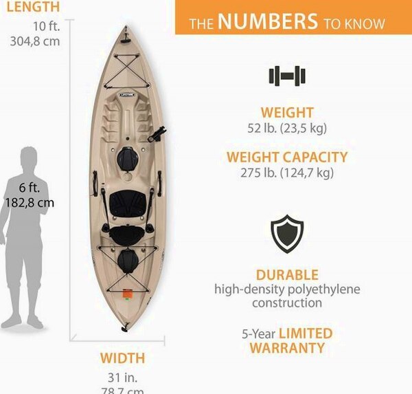 Lifetime Tamarack Angler 100 Fishing Kayak 10ft 2-Pack with Paddles - UV-Protected HDPE, Adjustable Seat, Rod Holders, Tan