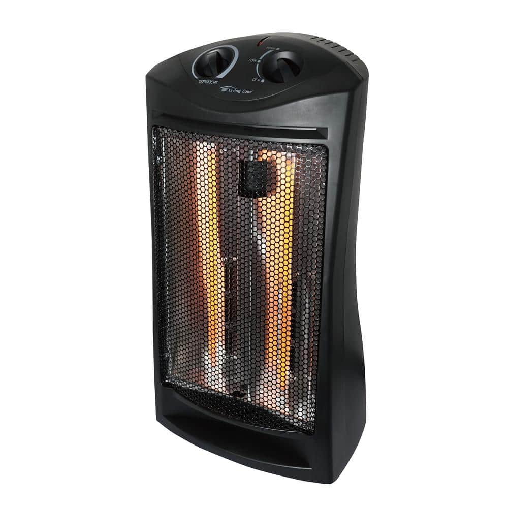 Living Zone 1500W Black Quartz Infrared Tower Space Heater with Thermostat