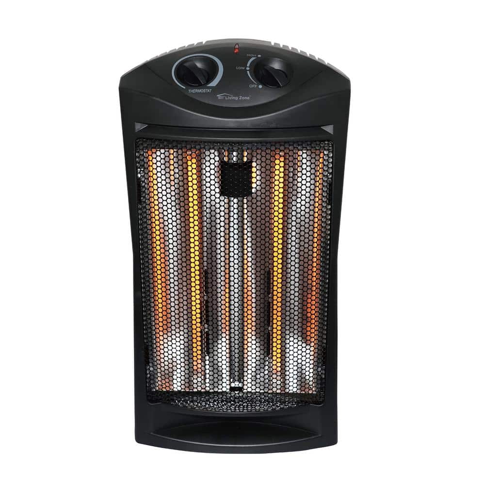 Living Zone 1500W Black Quartz Infrared Tower Space Heater with Thermostat