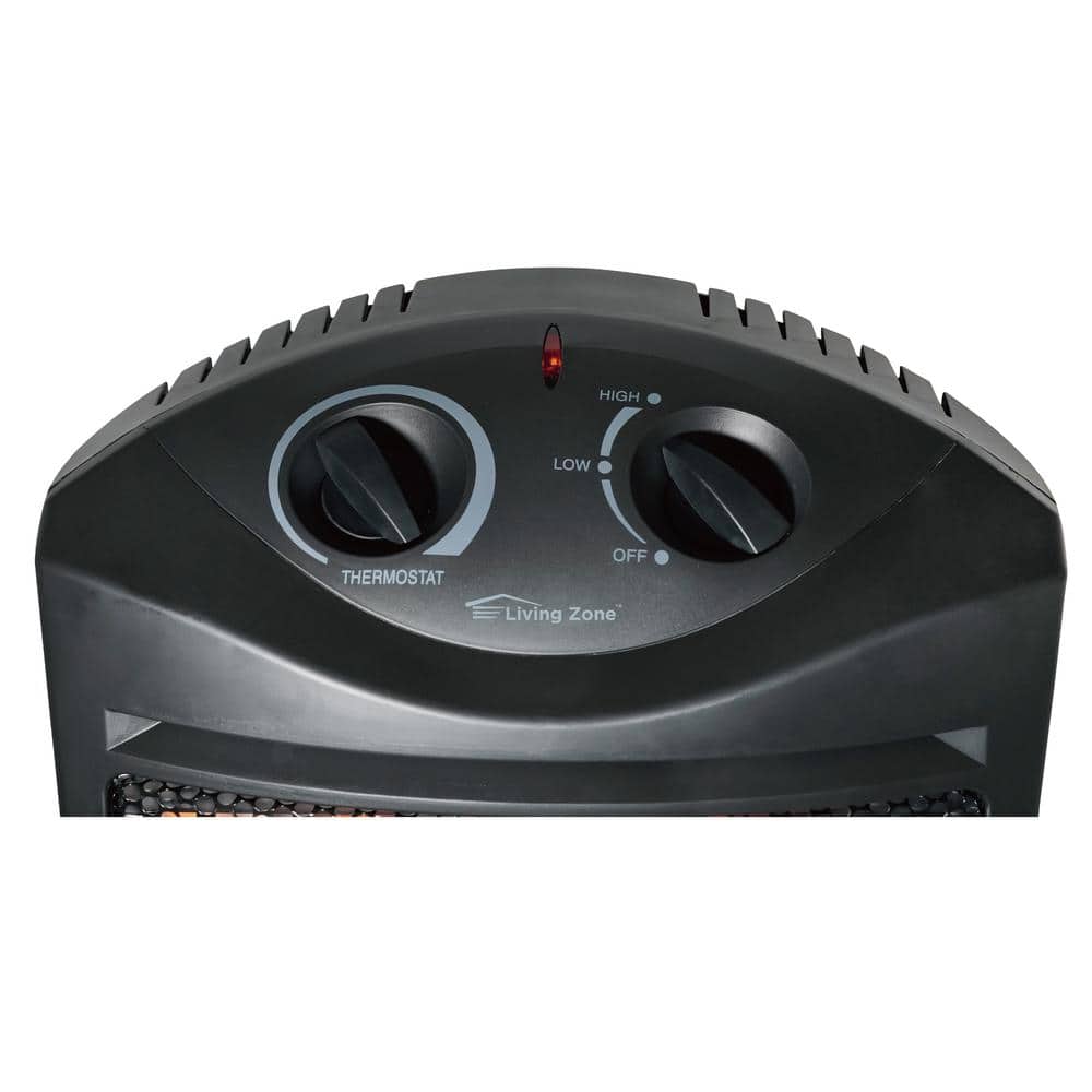 Living Zone 1500W Black Quartz Infrared Tower Space Heater with Thermostat