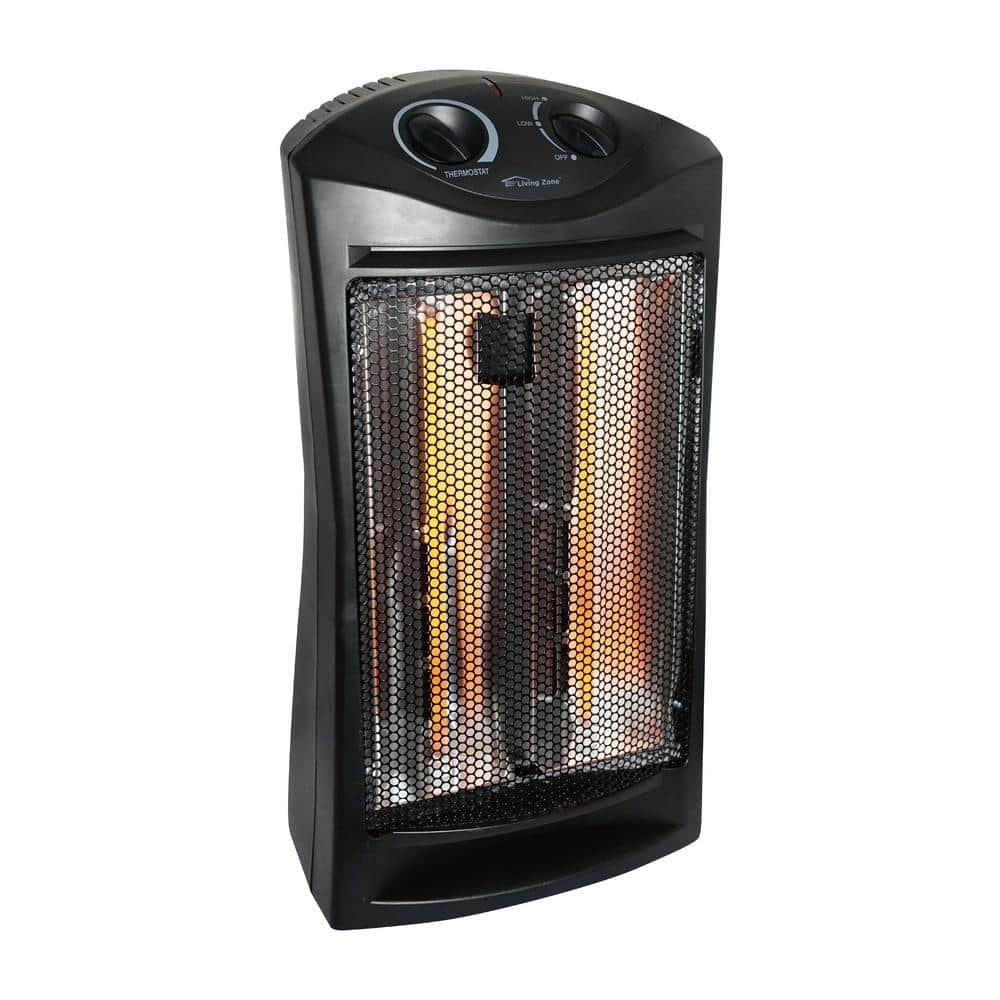 Living Zone 1500W Black Quartz Infrared Tower Space Heater with Thermostat